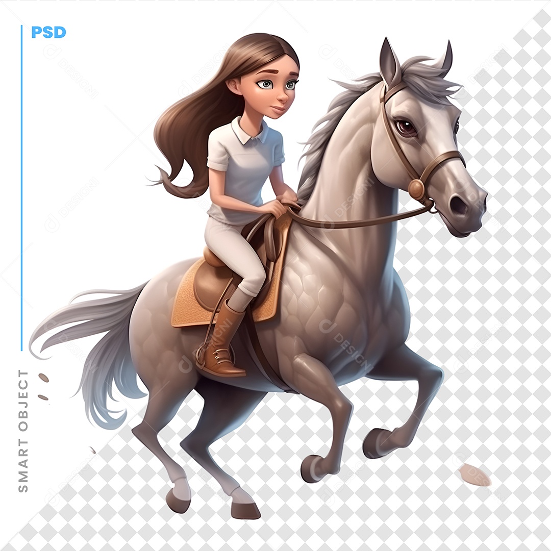 Garota De Cavalo Personagem 3D Para Composição PSD
