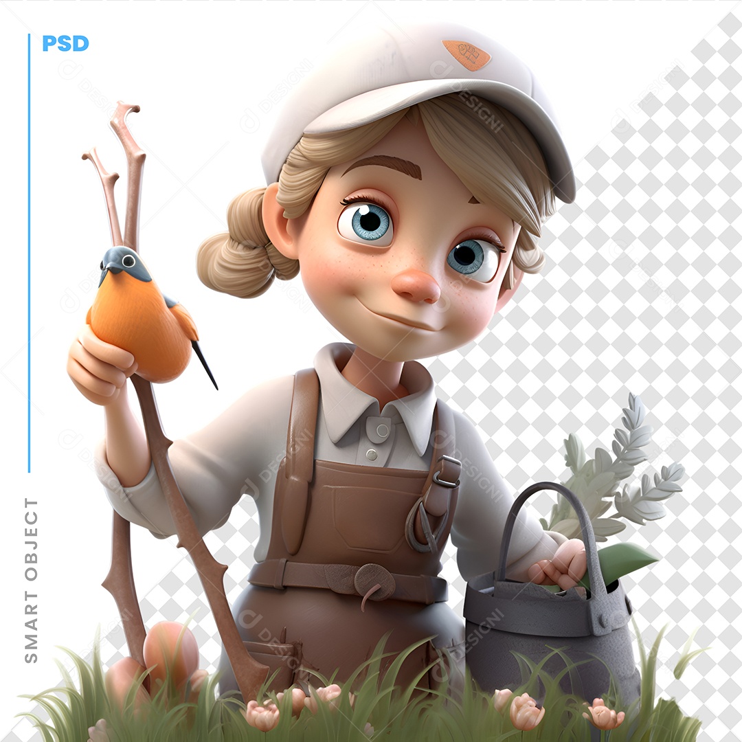 Jardineiro Personagem 3D Para Composição PSD