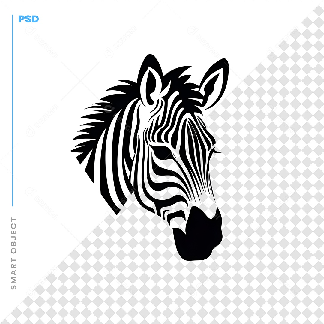 Ilustração de Cabeça de Zebra PSD