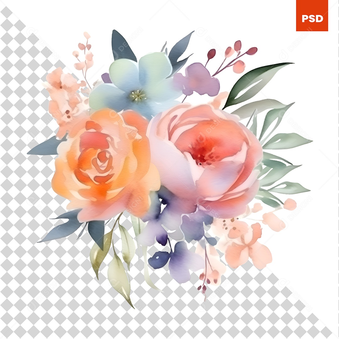 Buquê De Flores Desenhado PSD