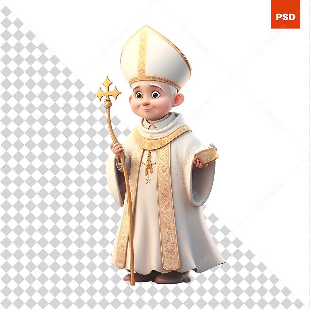 Papa Personagem 3D Para Composição PSD
