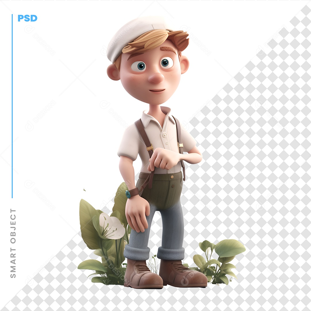 Fazendeiro Personagem 3D Para Composição PSD
