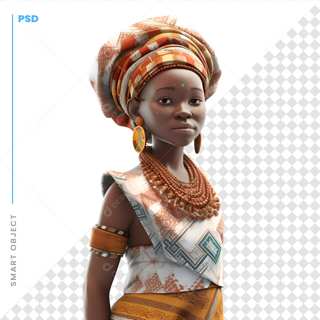 African Woman 3D Character For PSD Composition