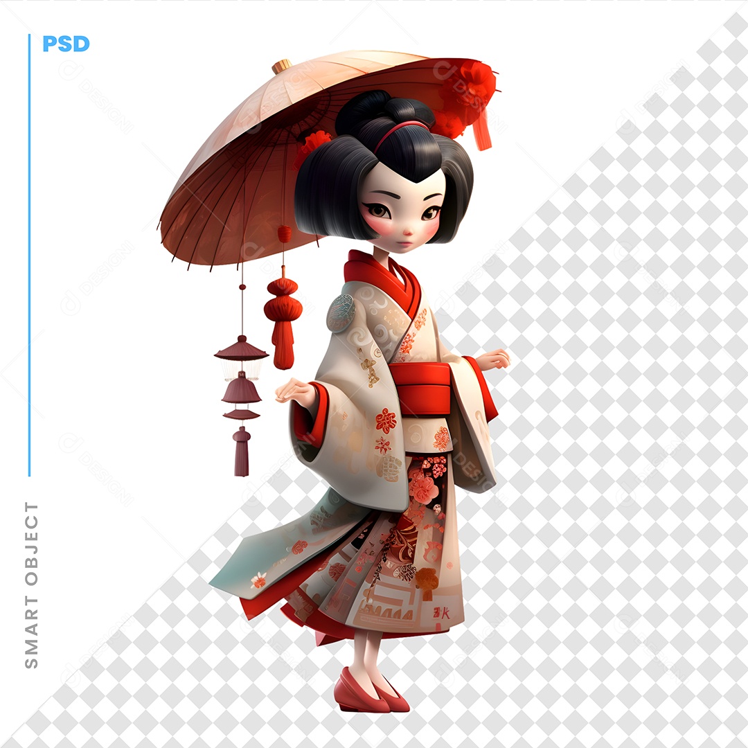 Chinesa Personagem 3D Para Composição PSD