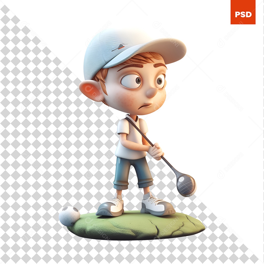 Jogador De Golf Personagem 3D Para Composição PSD