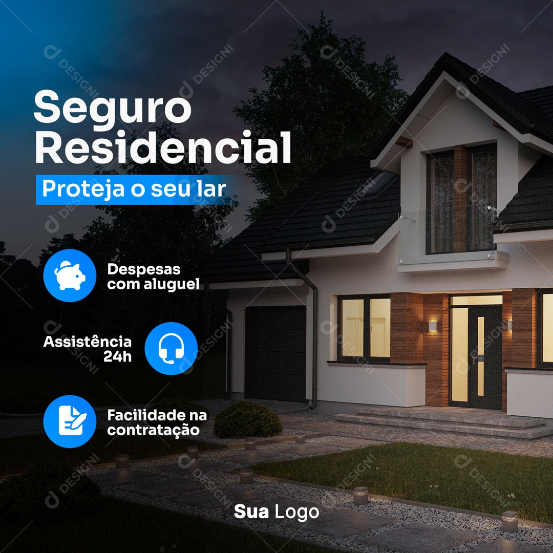 Social Media Seguro Residencial Projeta o Seu Lar PSD Editável
