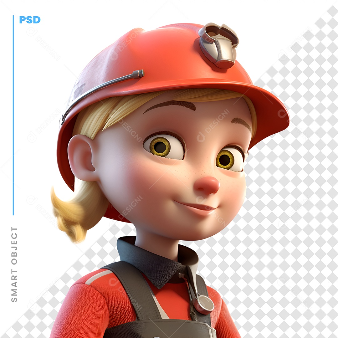 Trabalhadora Personagem 3D Para Composição PSD