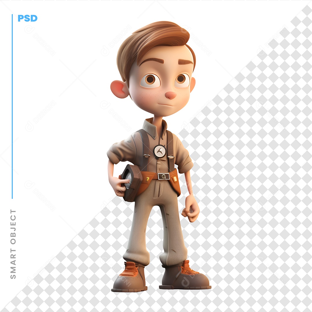 Garoto Com Uma Jaqueta Personagem 3D Para Composição PSD