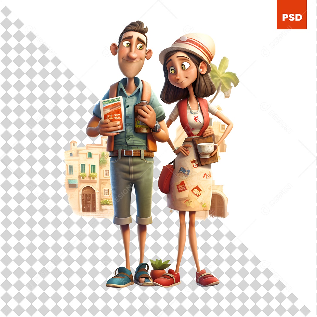 Casal Personagem 3D Para Composição PSD