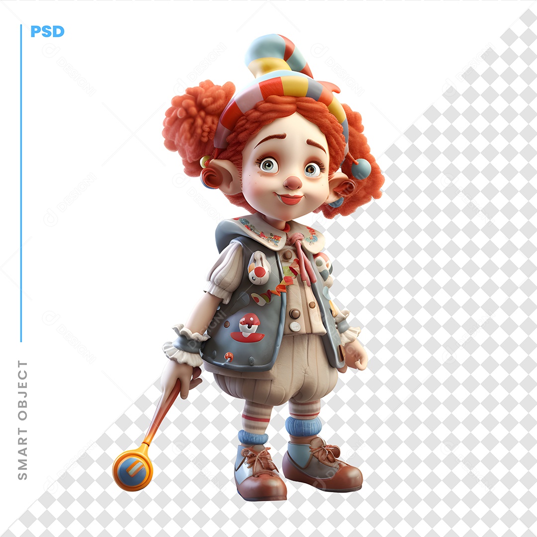 Palhaço Personagem 3D Para Composição PSD