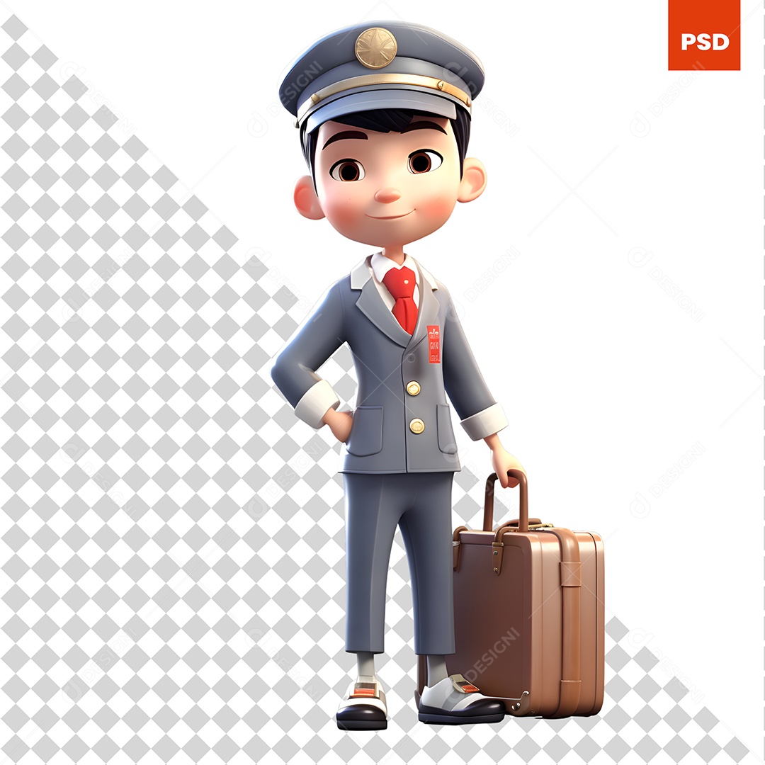 Policial Personagem 3D Para Composição PSD