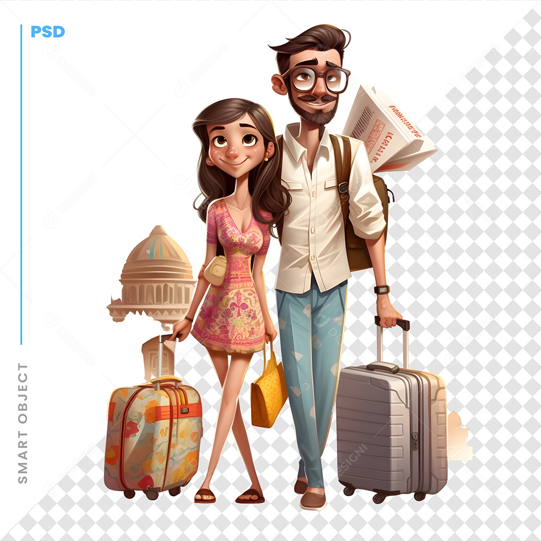 Casal Personagem 3D Para Composição PSD