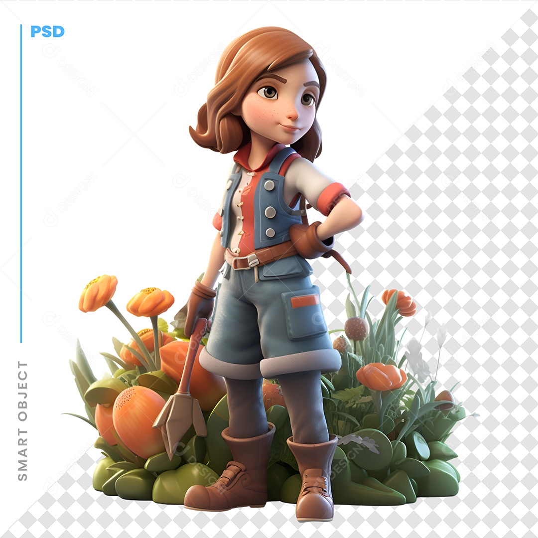 Jardineira Personagem 3D Para Composição PSD
