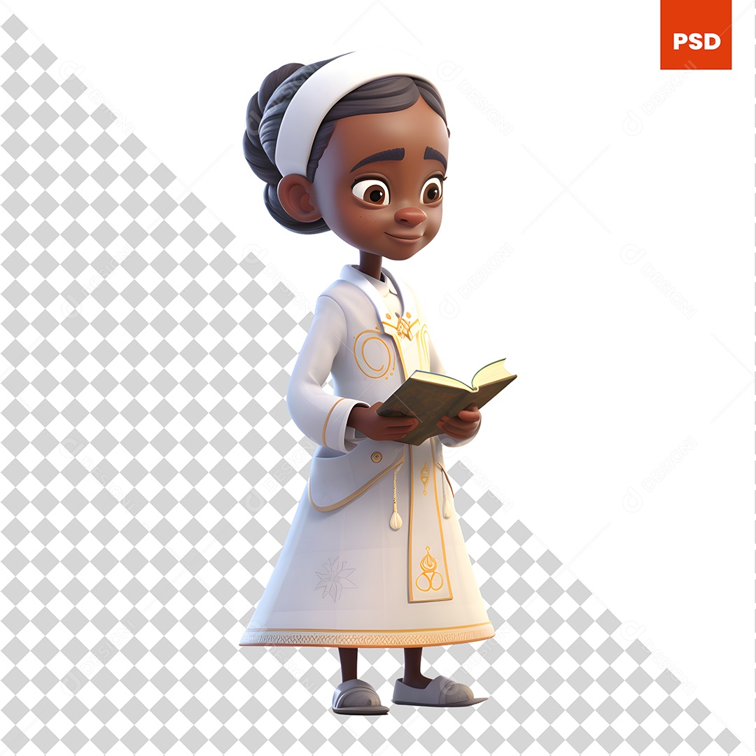 Garota Lendo Um Livro Personagem 3D Para Composição PSD