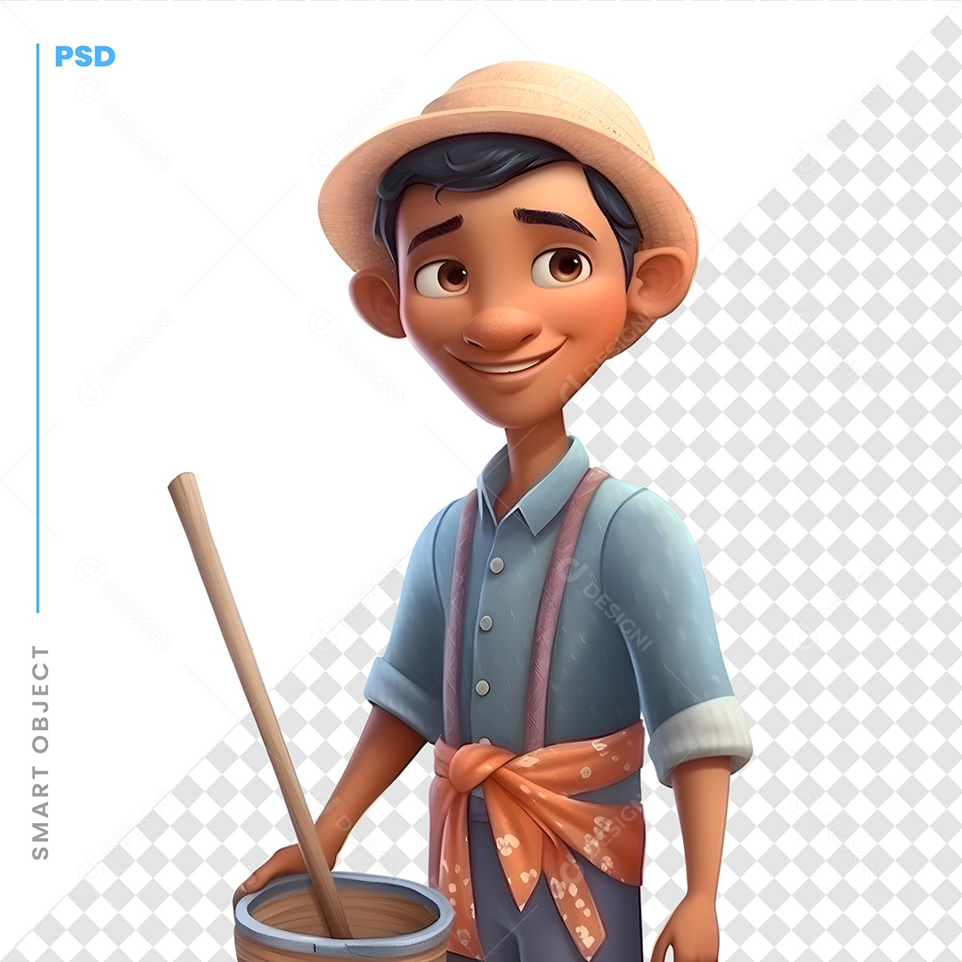 Fazendeiro Personagem 3D Para Composição PSD