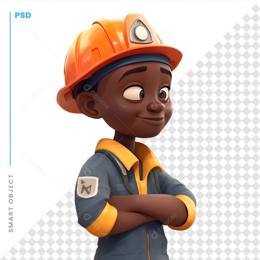 Trabalhador Personagem 3D Para Composição PSD