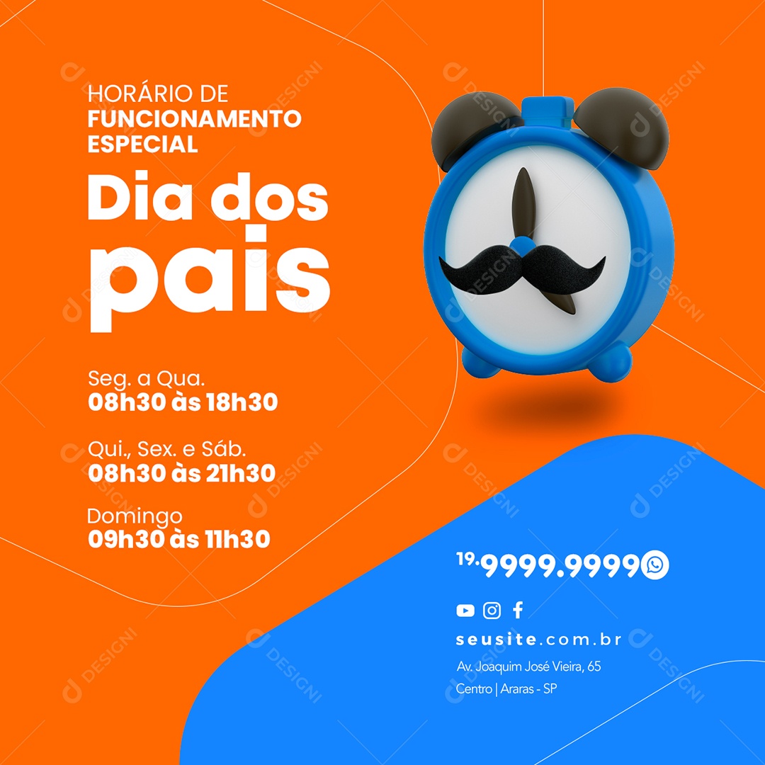 Horário De Funcionamento Especial Dia Dos Pais Social Media PSD Editável