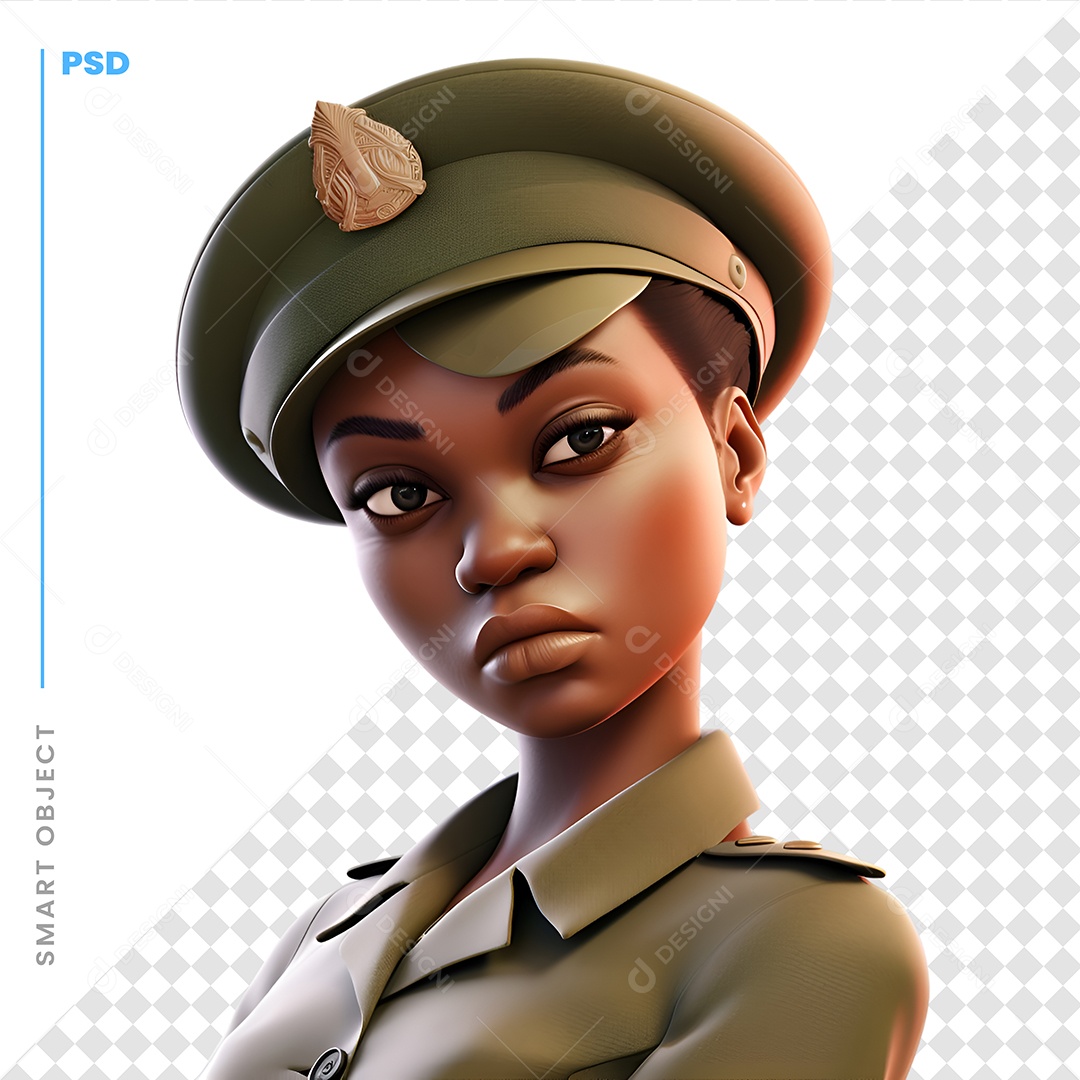 Mulher Militar Personagem 3D Para Composição PSD