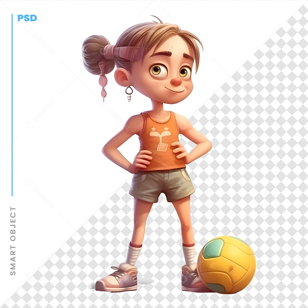 Menna Com Uma Bola Personagem 3D Para Composição PSD