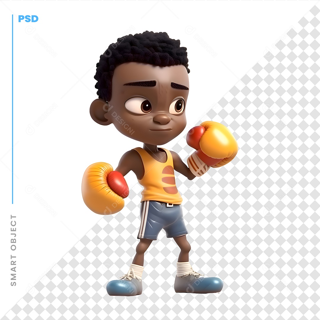 Garotos Com luvas De Boxes Personagem 3D Para Composição PSD