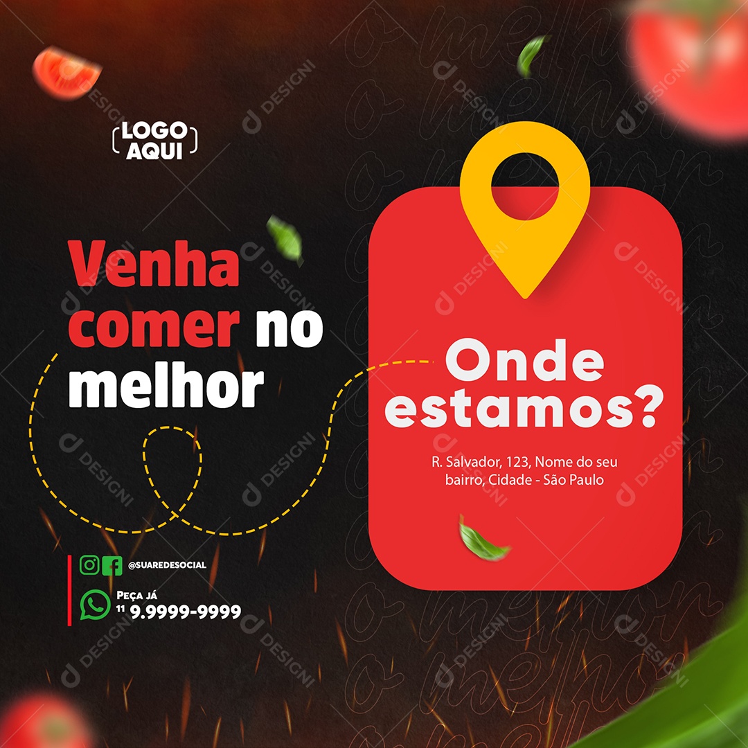 Hamburgueria Venha Comer No Melhor Social Media PSD Editável
