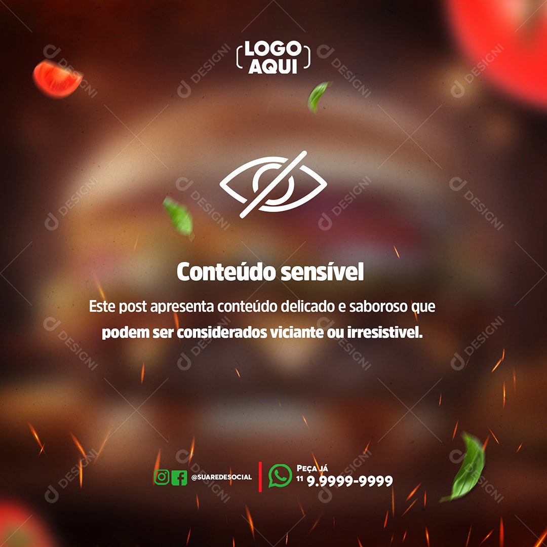 Hamburgueria Conteúdo Sensível Delicado e Saboroso Social Media PSD Editável