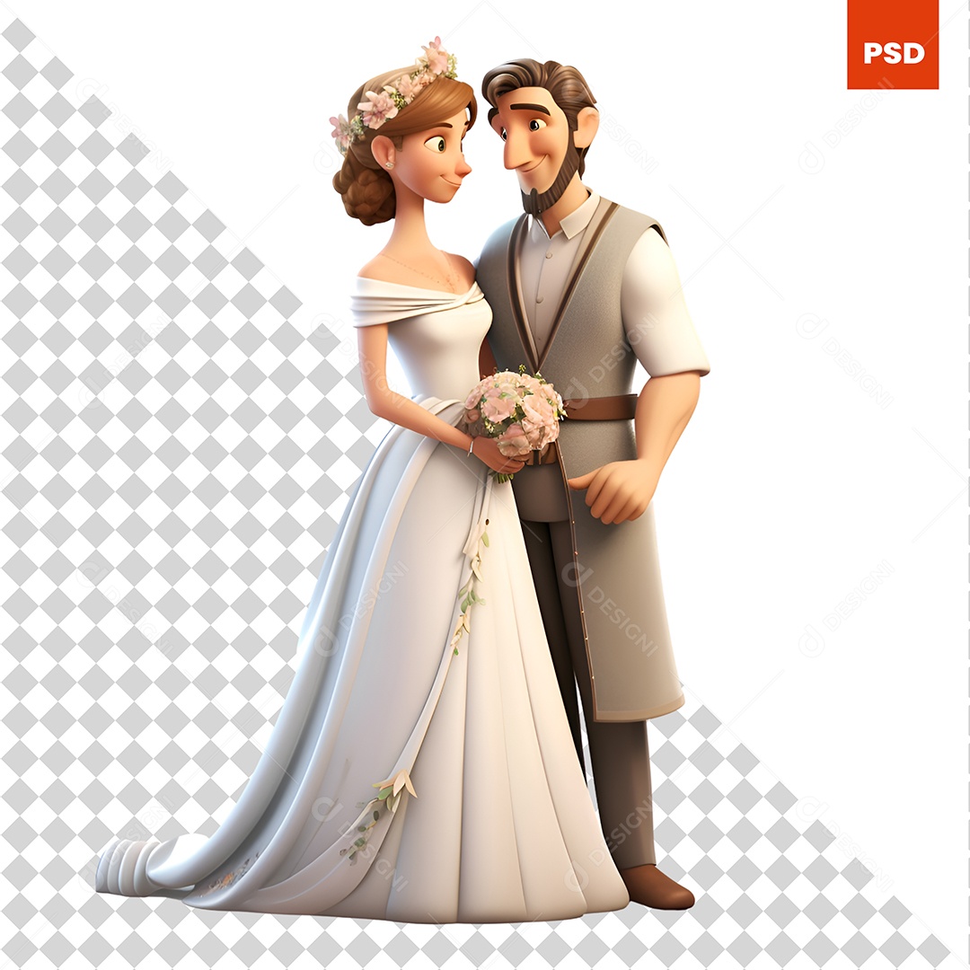 Casal Personagem 3D Para Composição PSD