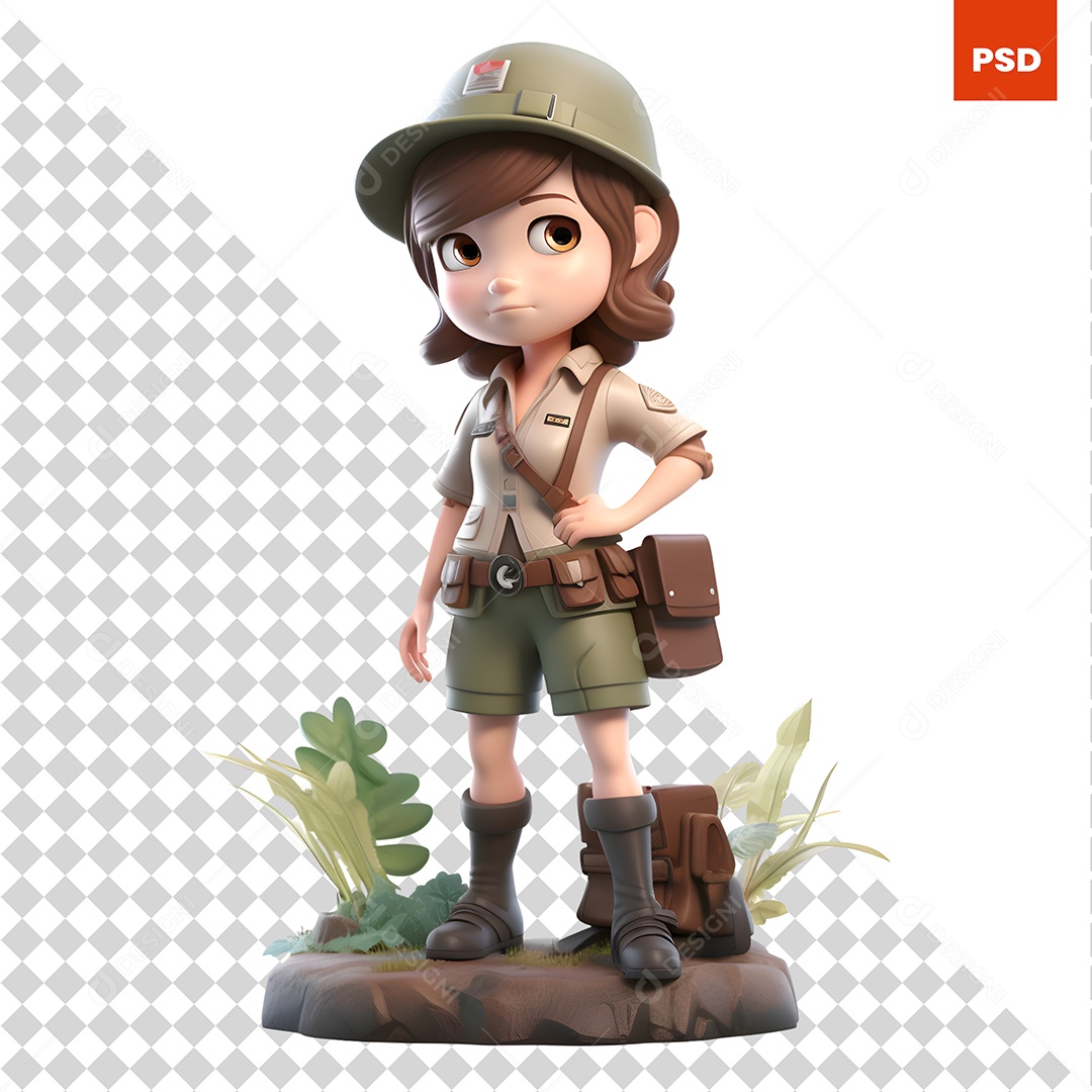 Garota Personagem 3D Para Composição PSD