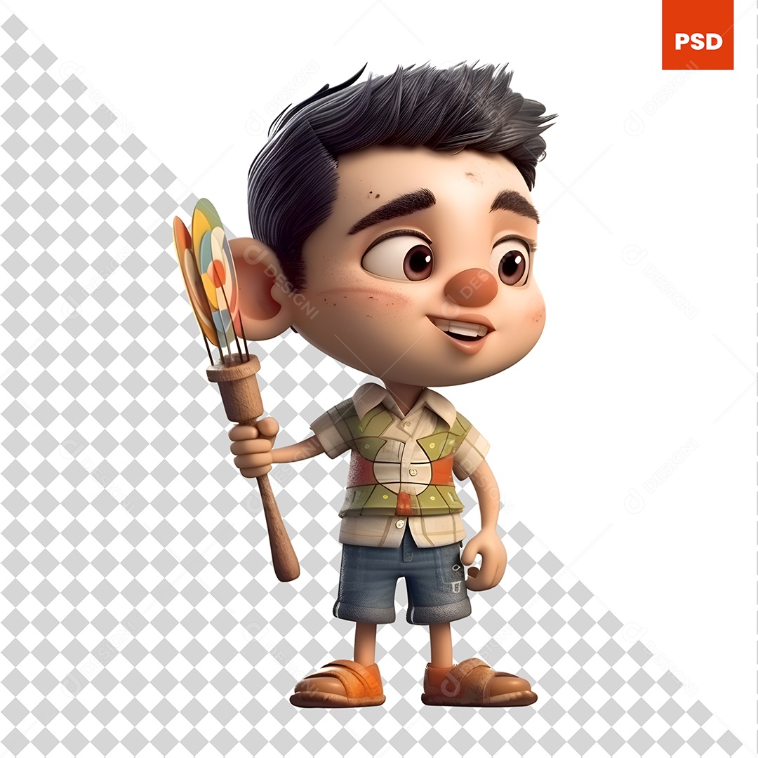 Garoto Personagem 3D Para Composição PSD