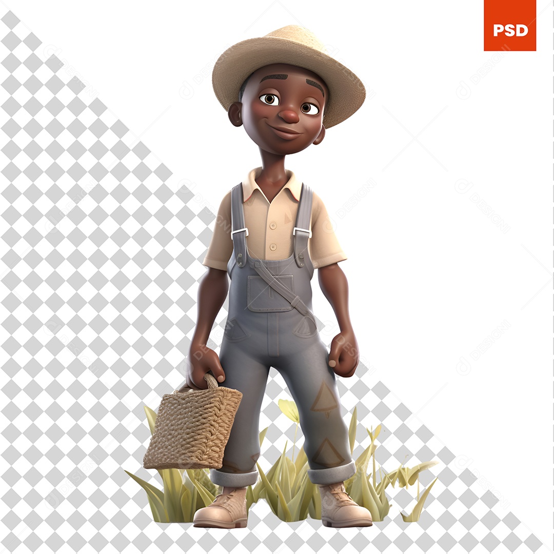 Fazendeiro Personagem 3D Para Composição PSD