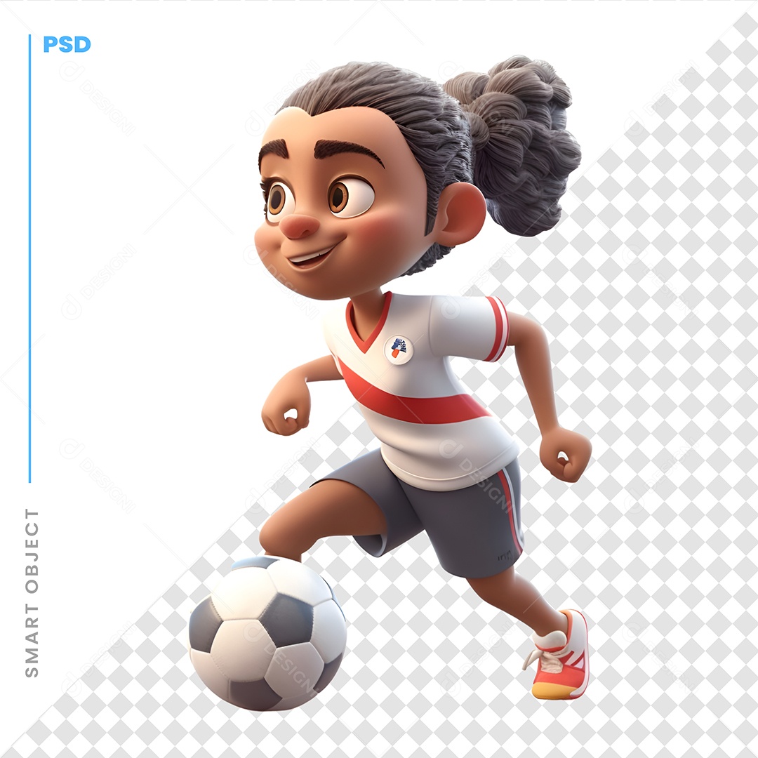 Jogadora De Futebol Personagem 3D Para Composição PSD