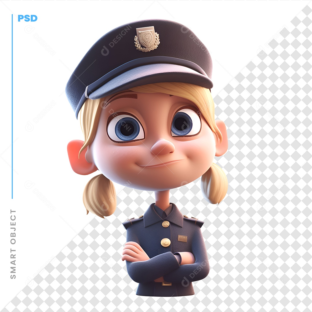 Garota Policial  Personagem 3D Para Composição PSD