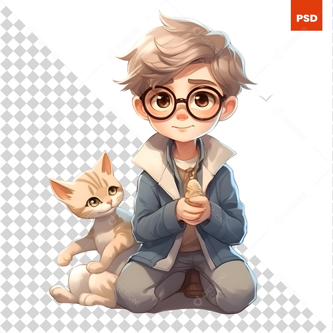 Garoto De Ocultos Personagem 3D Para Composição PSD