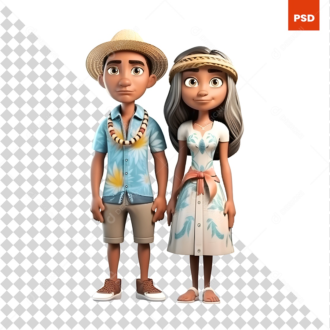 Casal Personagem 3D Para Composição PSD