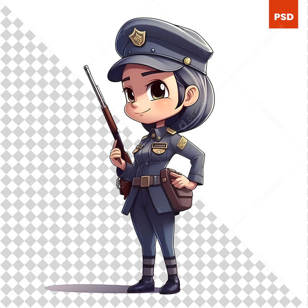 Mulher Militar Personagem 3D Para Composição PSD