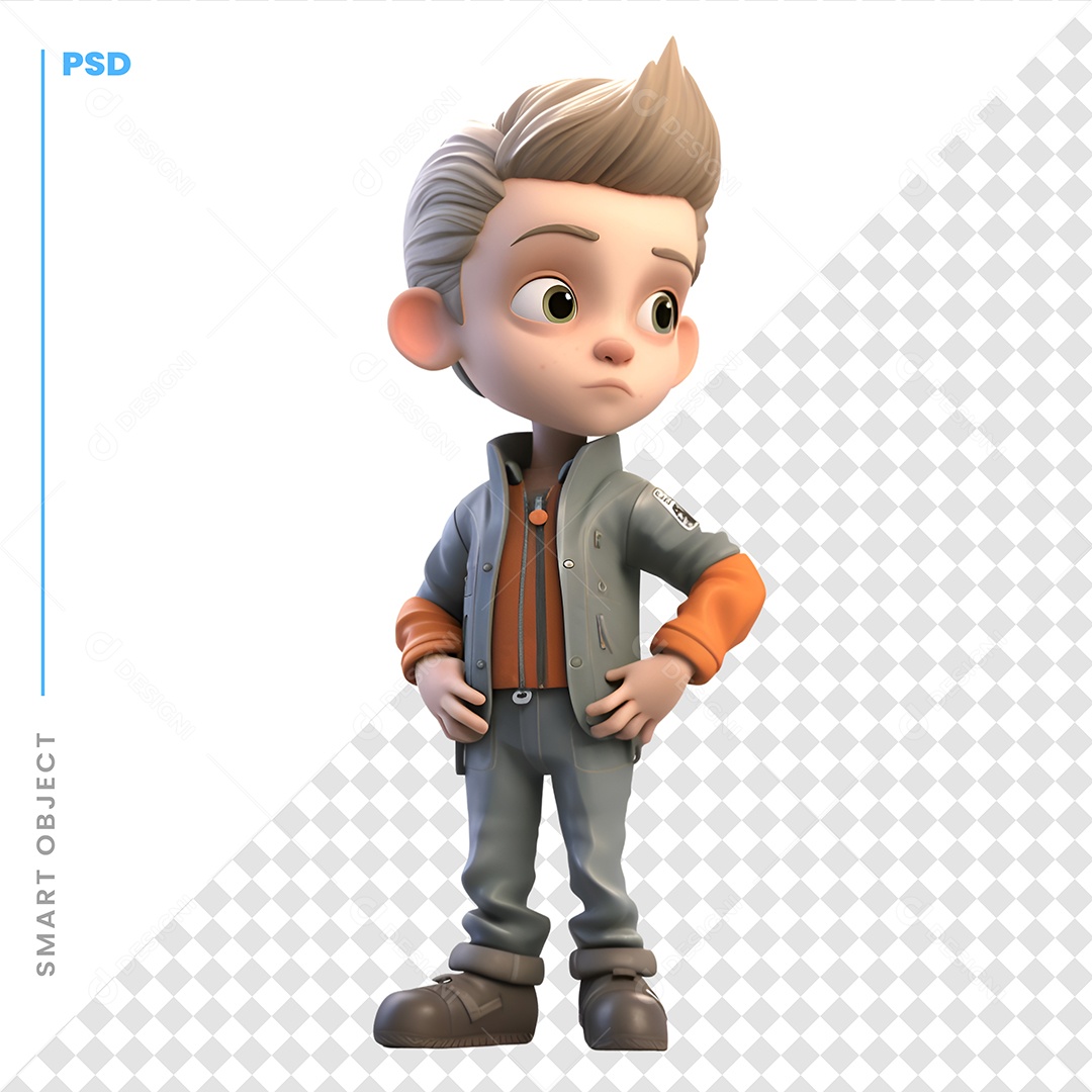 Garoto Personagem 3D Para Composição PSD