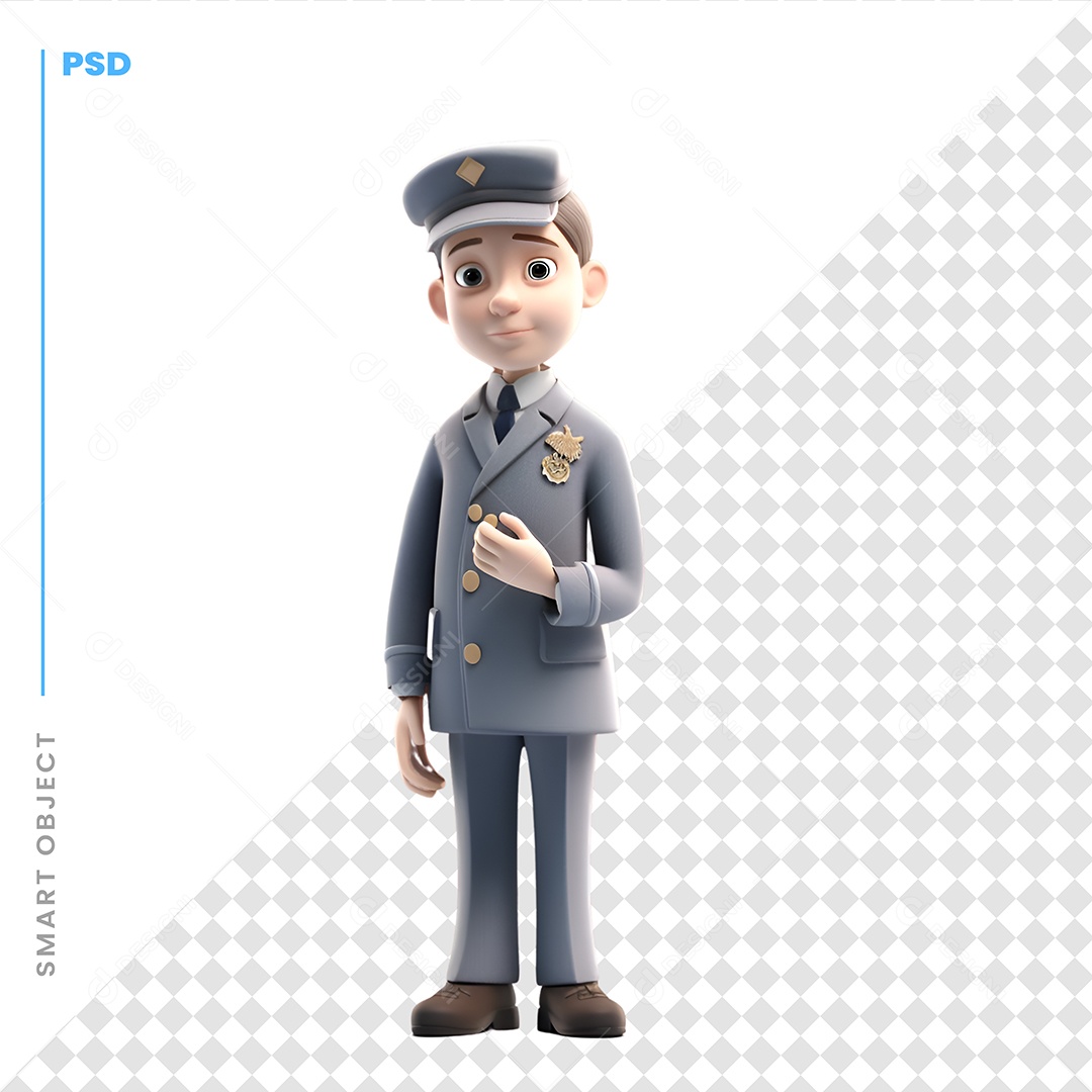 Policial Personagem 3D Para Composição PSD