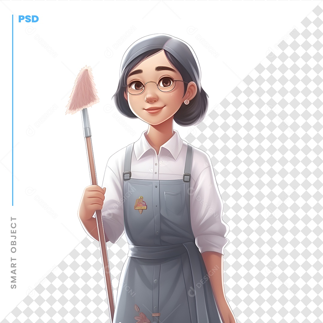 Mulher Com Um Pincel Personagem 3D Para Composição PSD