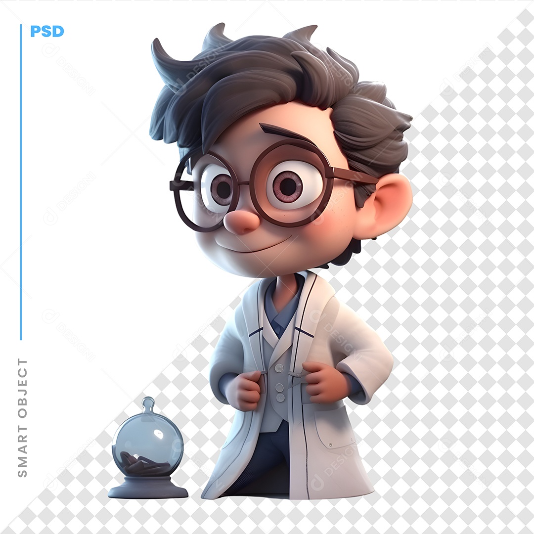Personagem 3D De Jaleco Para Composição PSD