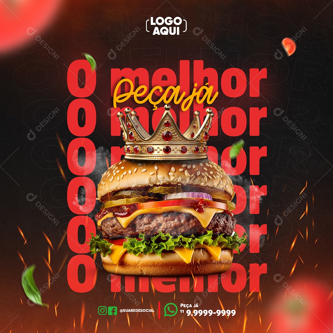 Hamburgueria Peça Já o Melhor Social Media PSD Editável