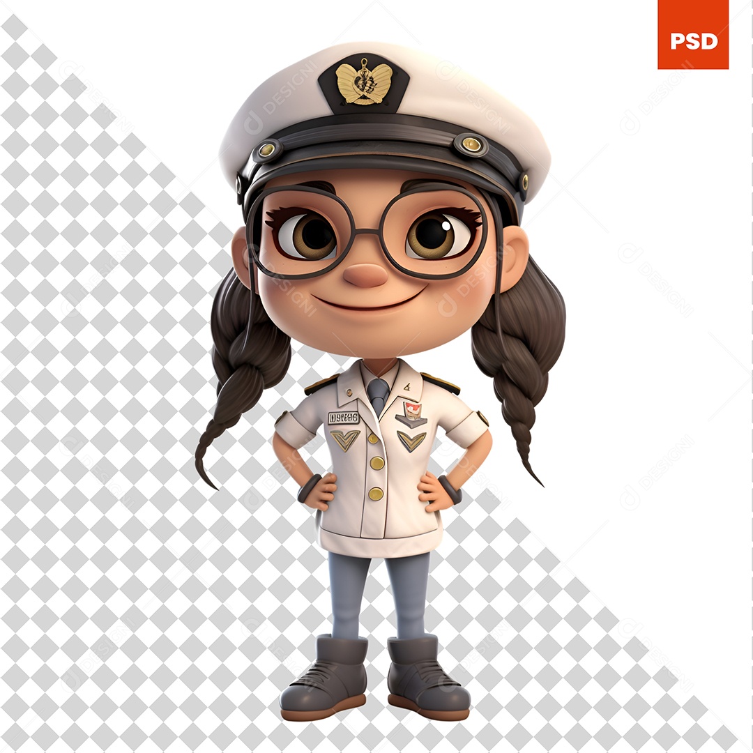 Mulher Militar Personagem 3D Para Composição PSD