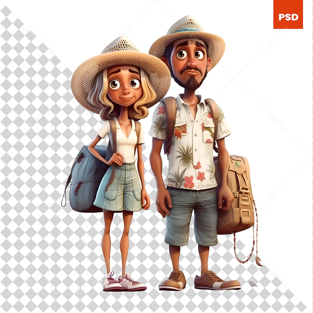 Casal Personagem 3D Para Composição PSD