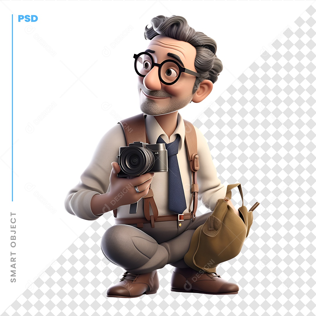 Fotografo Personagem 3D Para Composição PSD