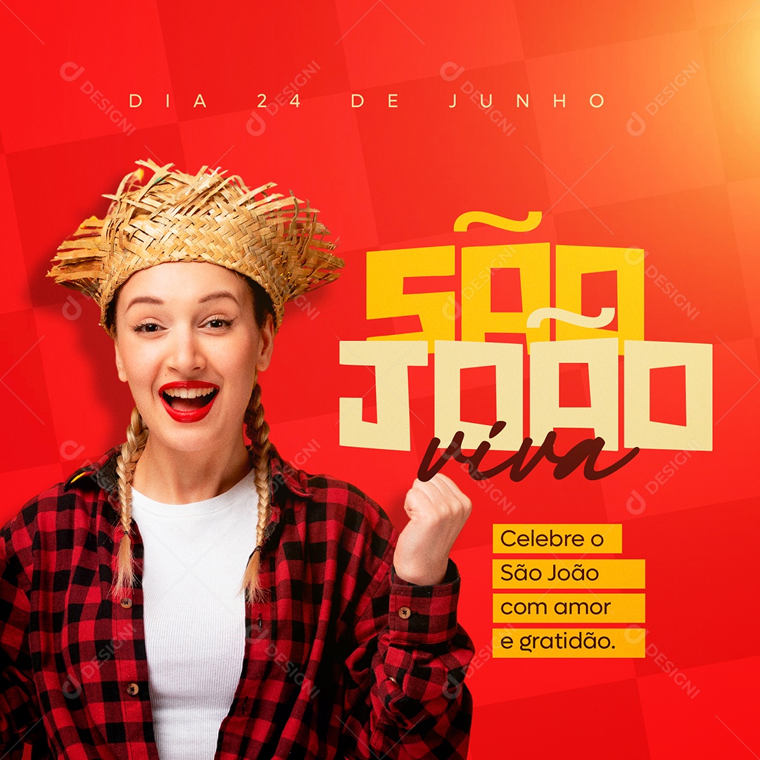 Viva São João Com Amor E Gratidão 24 De Junho Social Media PSD Editável
