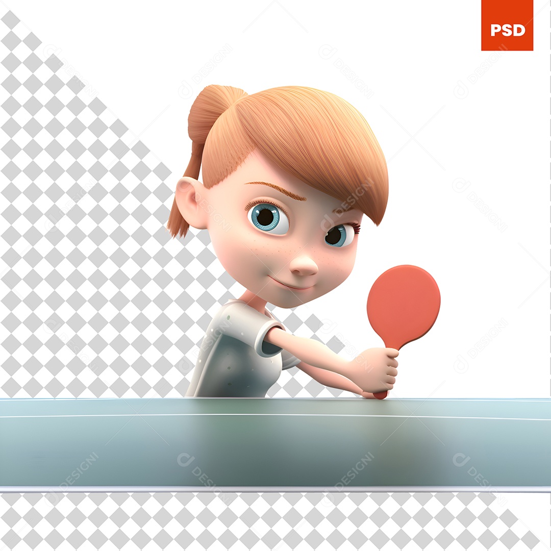 Jogadora De Tênis De Mesa Personagem 3D Para Composição PSD