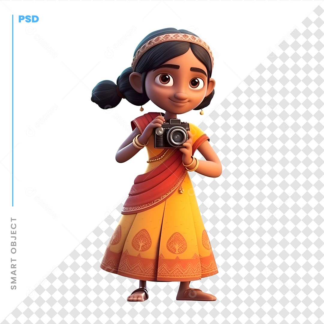 Garota Personagem 3D Para Composição PSD