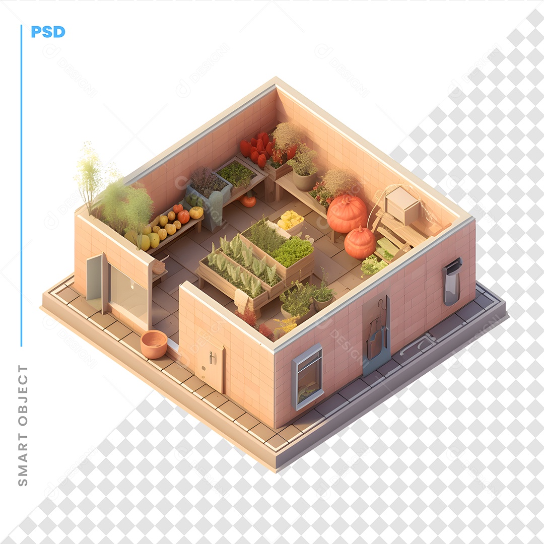 Fazenda Orgânica Com Horta 3D Para Composição PSD