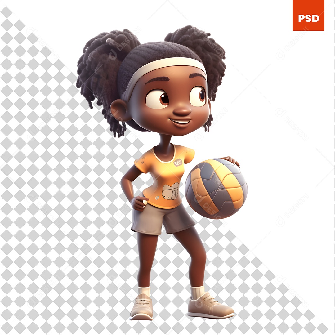 Jogadora De Vôlei Personagem 3D Para Composição PSD