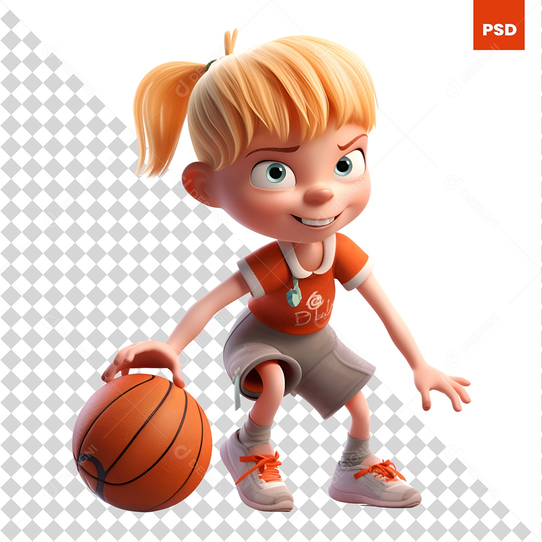 Jogadora De Basquete Personagem 3D Para Composição PSD