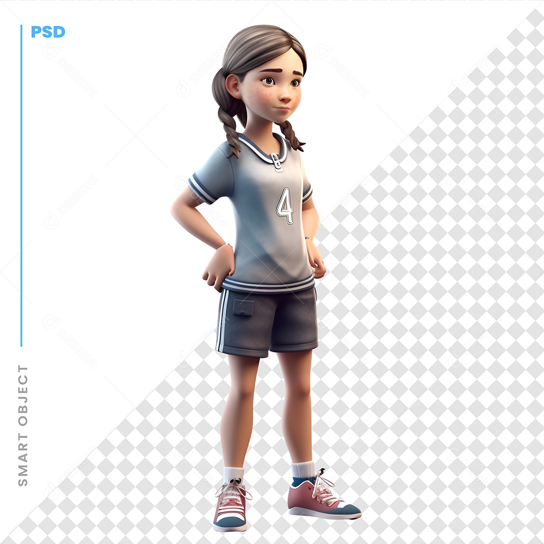 Garota Personagem 3D Para Composição PSD